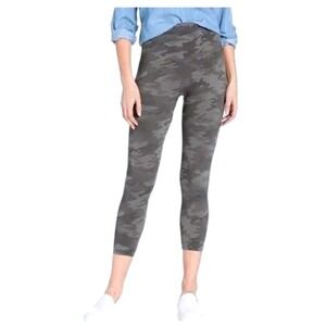 Spanx 1X/1TG Cropped Leggings Camo Print High Waist Pull On Comfort Casual